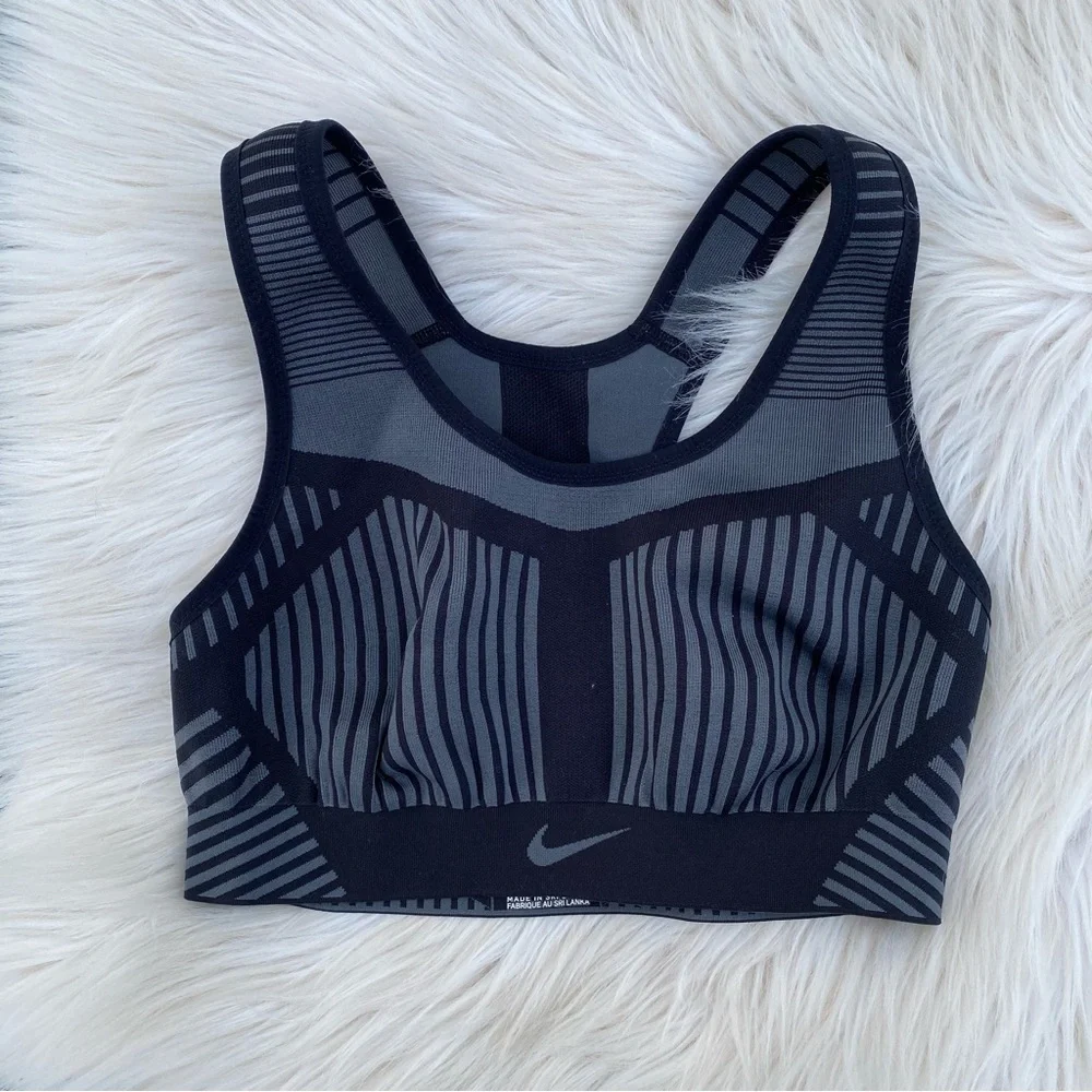 Nike black gray compression sports bra XS